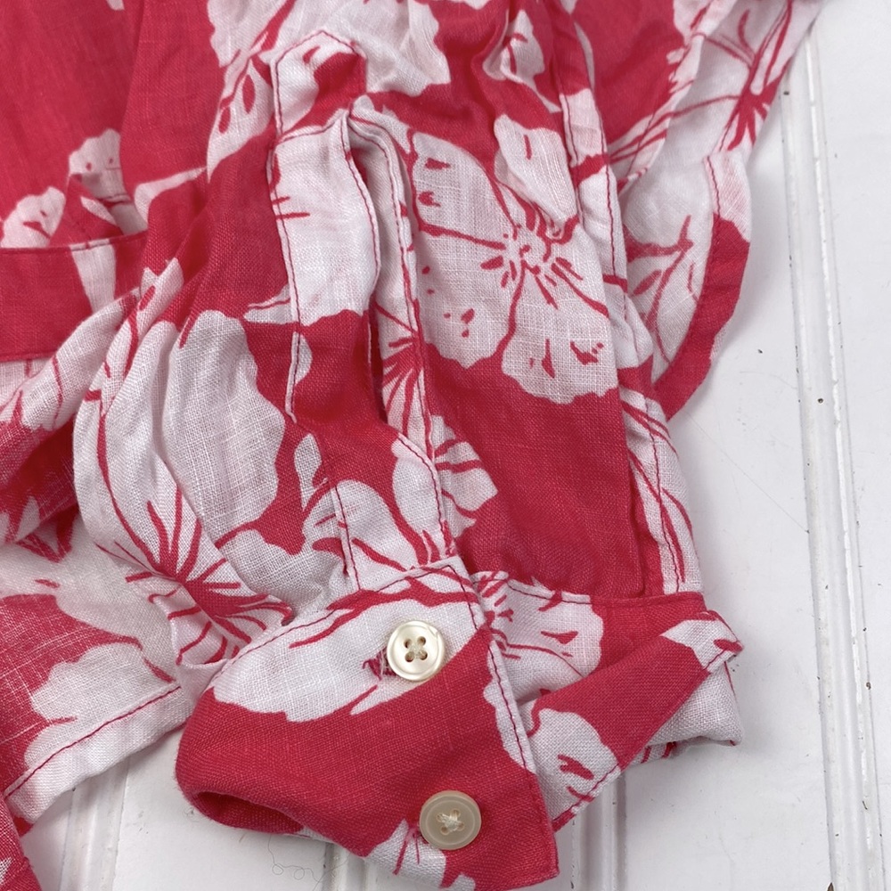 Gently used Tommy Bahama Pink and White Floral Button Down Shirt - Picture 7 of 7
